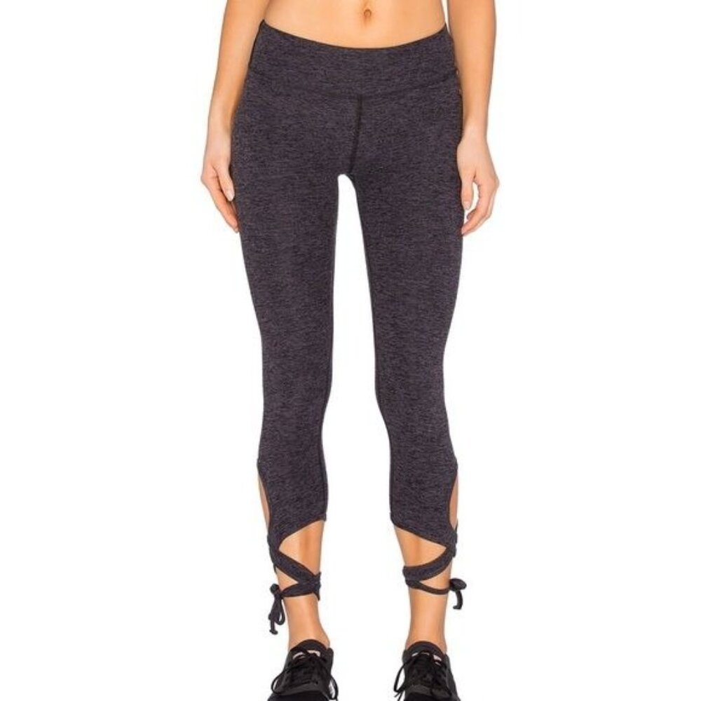 BEYOND YOGA Heathered Gray Wrap Tie crop Spacedye Leggings Size S‎